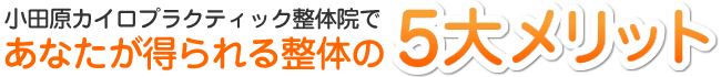 小田原カイロプラクティック整体院であなたが得られる整体の5大メリット